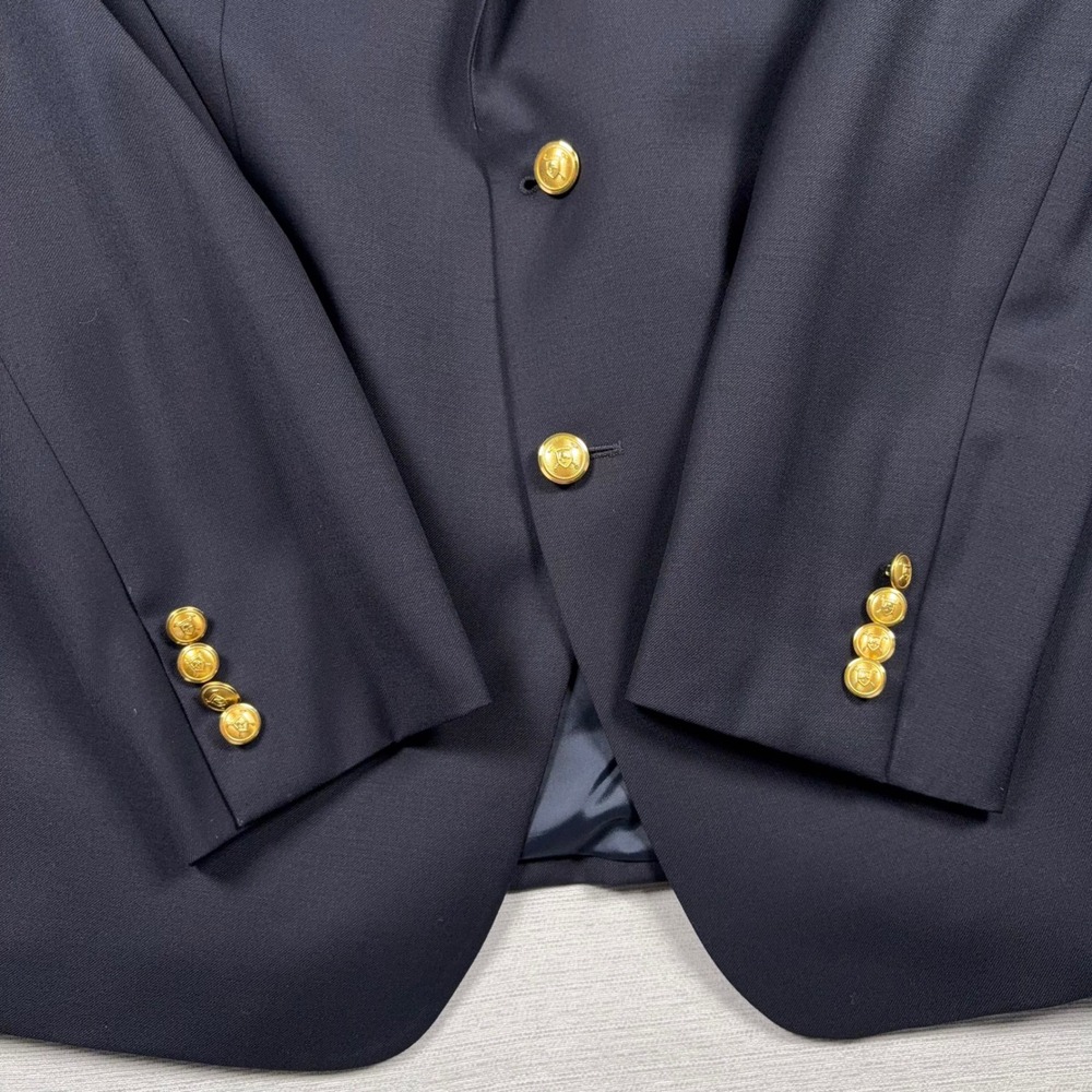 Lauren Ralph Lauren Blazer Men 44L Navy Blue Wool Blend Gold Button Sport Coat - Picture 4 of 14